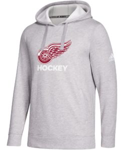 Detroit Red Wings Men's Adidas Heather Gray Pullover Hoodie