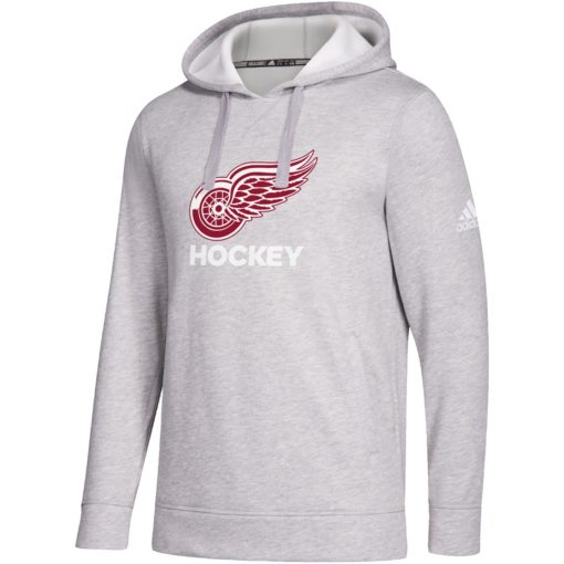 Detroit Red Wings Men's Adidas Heather Gray Pullover Hoodie