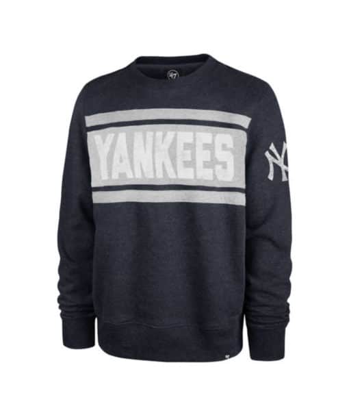 New York Yankees Men's 47 Brand Atlas Blue Crew Pullover Sweatshirt