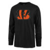 Cincinnati Bengals Men's 47 Brand Jet Black Shadow Long Sleeve T-Shirt Tee