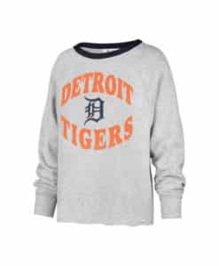 Detroit Tigers 47 Brand Women's Gray Crew Upstage Kennedy Pullover Sweatshirt