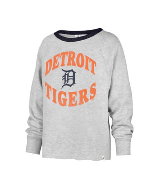 Detroit Tigers 47 Brand Women's Gray Crew Upstage Kennedy Pullover Sweatshirt