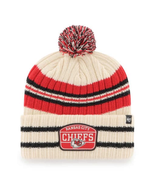 Kansas City Chiefs 47 Brand Hone Patch Natural Cuff Knit Hat