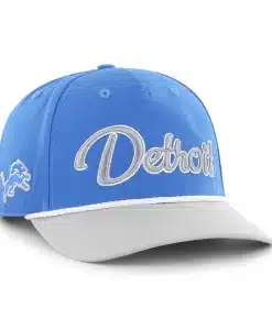 Detroit Lions 47 Brand Blue Raz Overhand Script MVP DV Snapback Hat