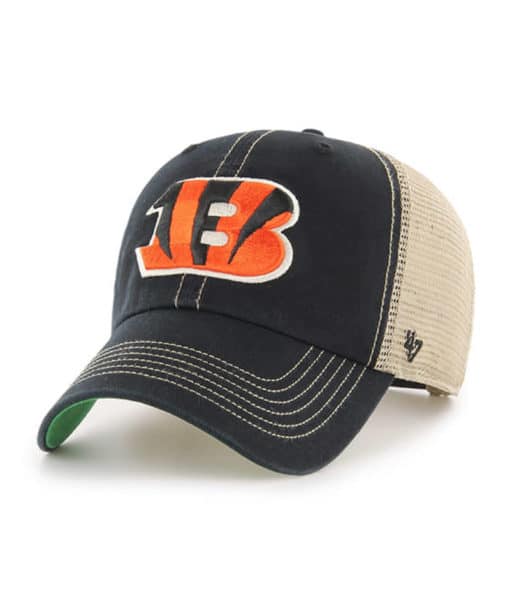 Cincinnati Bengals 47 Brand Trawler Black Clean Up Khaki Mesh Snapback Hat