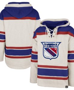 New York Rangers Men's 47 Brand Vintage Oatmeal Pullover Jersey Hoodie