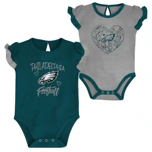 Philadelphia Eagles Baby Girl 2 Pack Onesie Creeper Set