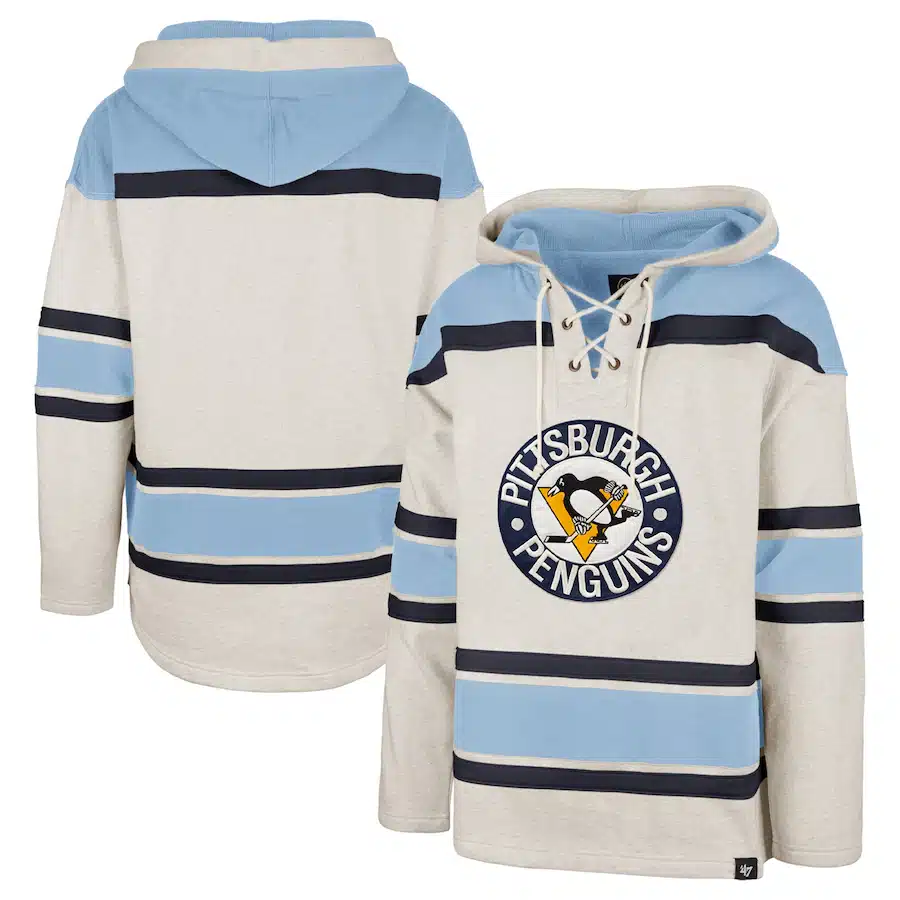 Pittsburgh Penguins Men's 47 Brand Vintage Oatmeal Pullover Jersey Hoodie - Small