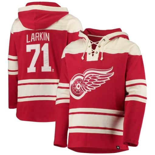 Dylan Larkin Detroit Red Wings Men's 47 Brand Vintage Red Pullover Jersey Hoodie