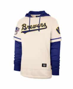 Milwaukee Brewers Men's 47 Brand Cooperstown Cream Shortstop Pullover Hoodie