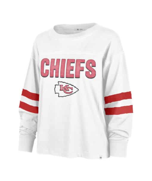 Kansas City Chiefs Women's 47 Brand White Wash Long Sleeve T-Shirt Tee