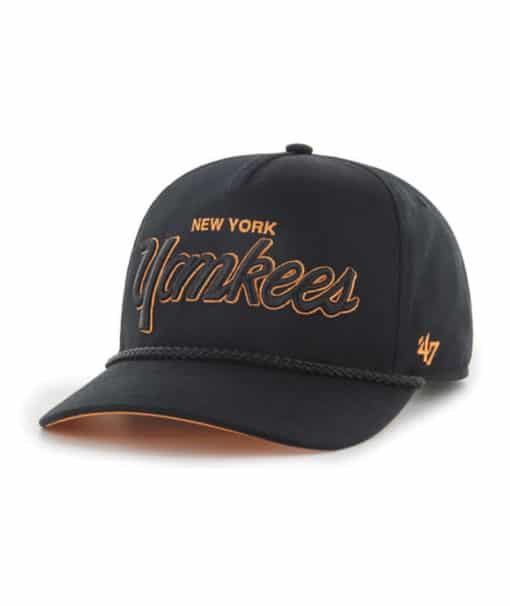 New York Yankees 47 Brand Script Hitch Black Orange Snapback Hat - Image 3