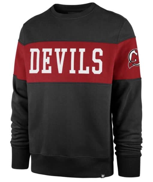 New Jersey Devils Men's 47 Brand Black Crew Long Sleeve Sweatshirt