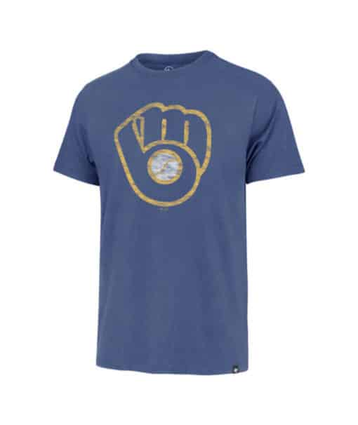 Milwaukee Brewers Men's 47 Brand Cooperstown Cadet Blue Premier Franklin T-Shirt Tee