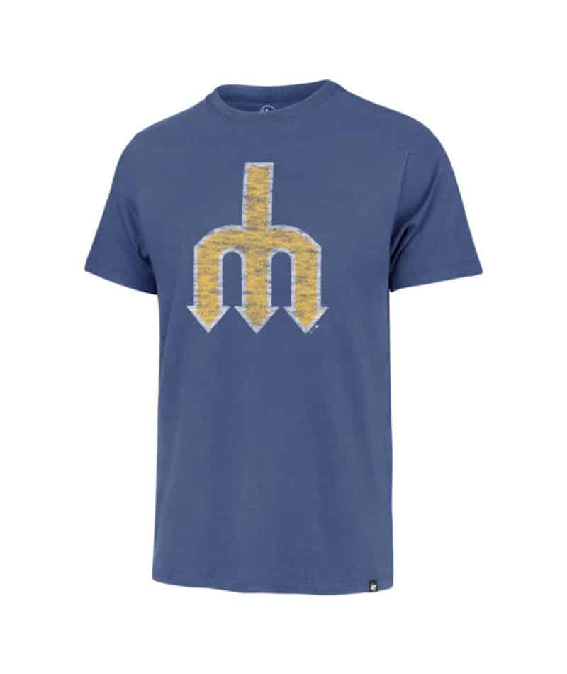 Seattle Mariners Men's 47 Brand Cooperstown Cadet Blue Premier Franklin T-Shirt Tee - Medium