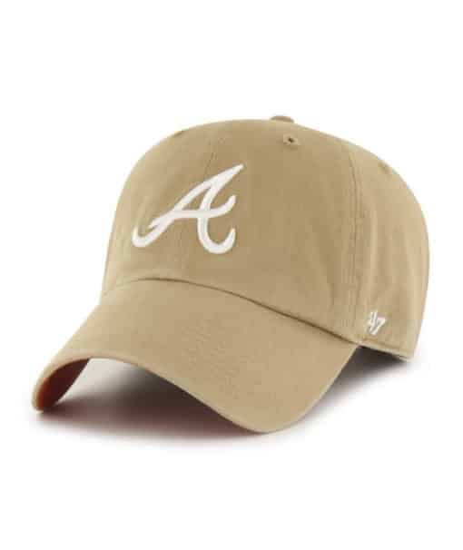 Atlanta Braves 47 Brand Khaki Ballpark Clean Up Adjustable Hat
