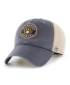 Milwaukee Brewers 47 Brand Vintage Navy Flagship MVP Mesh Snapback Hat