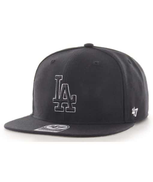 Los Angeles Dodgers 47 Brand White Black No Shot Snapback Hat