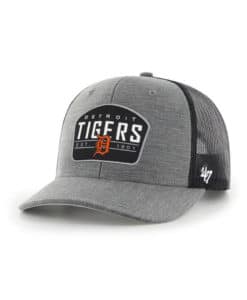 Detroit Tigers 47 Brand Charcoal Slate Trucker Black Mesh Snapback Hat