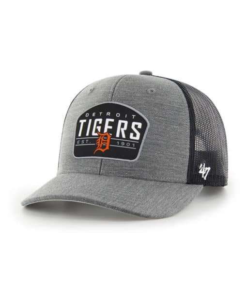 Detroit Tigers 47 Brand Charcoal Slate Trucker Black Mesh Snapback Hat