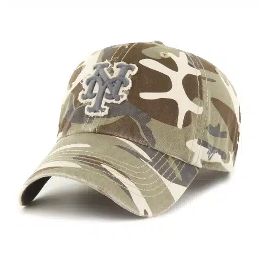 New York Mets 47 Brand Camo Tarpoon Faded Clean Up Adjustable Hat