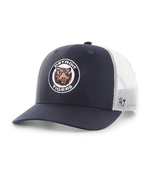 Detroit Tigers 47 Brand Cooperstown Trucker Navy White Mesh Snapback Hat