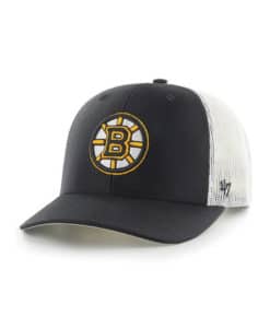 Boston Bruins 47 Brand Trucker Black White Mesh Snapback Hat