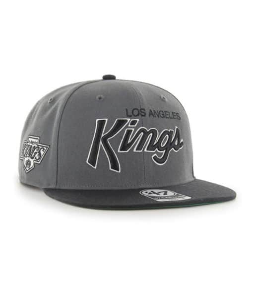 Los Angeles Kings 47 Brand Script Vintage Charcoal Snapback Hat