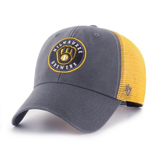 Milwaukee Brewers 47 Brand Vintage Navy Flagship MVP Mesh Snapback Hat