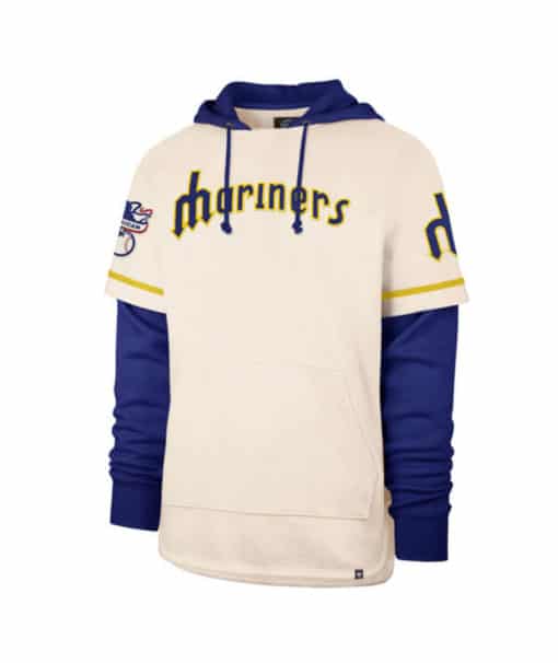 Seattle Mariners Men's 47 Brand Cooperstown Cream Shortstop Pullover Hoodie