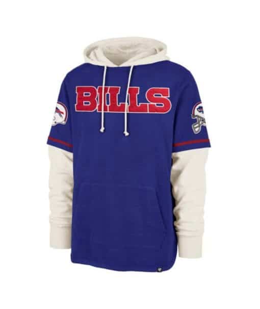 Buffalo Bills Men's 47 Brand Blue White SS Pullover Hoodie