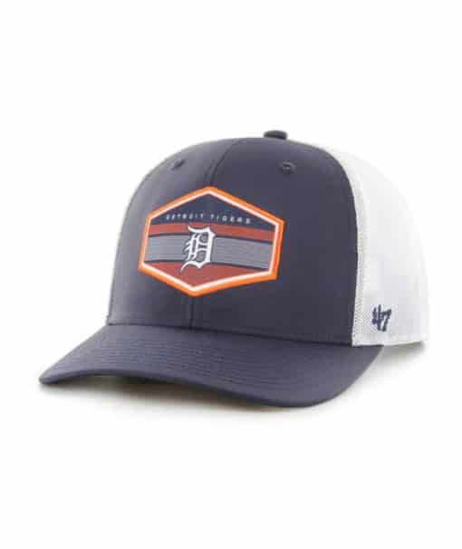 Detroit Tigers 47 Brand Navy Burgess Trucker White Mesh Snapback Hat