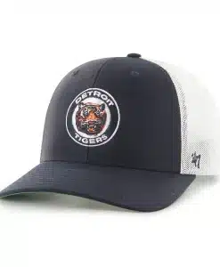 Detroit Tigers 47 Brand Cooperstown Navy Trophy White Mesh Stretch Fit Hat