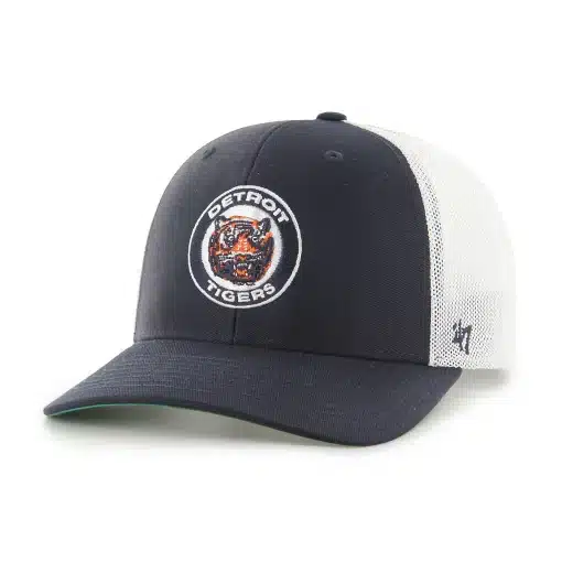 Detroit Tigers 47 Brand Cooperstown Navy Trophy White Mesh Stretch Fit Hat