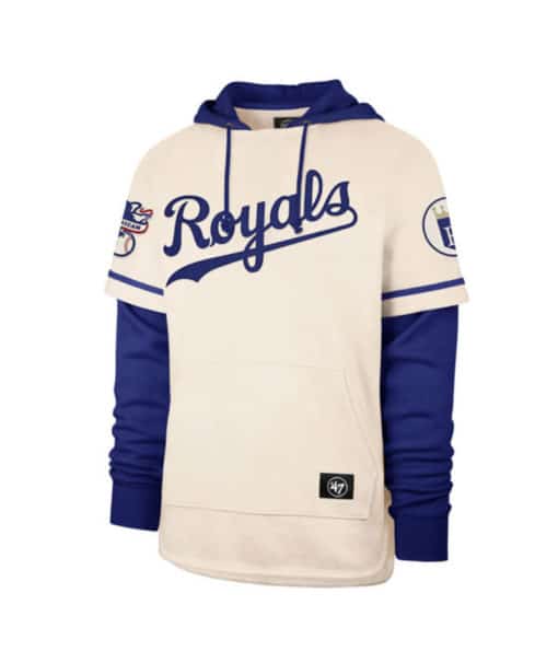 Kansas City Royals Men's 47 Brand Cooperstown Cream Shortstop Pullover Hoodie