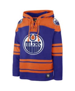 Edmonton Oilers Men's 47 Brand Blue Orange Pullover Jersey Hoodie