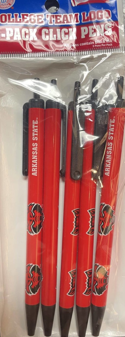 Arkansas State Red Wolves Gear 5 Pack Click Pens
