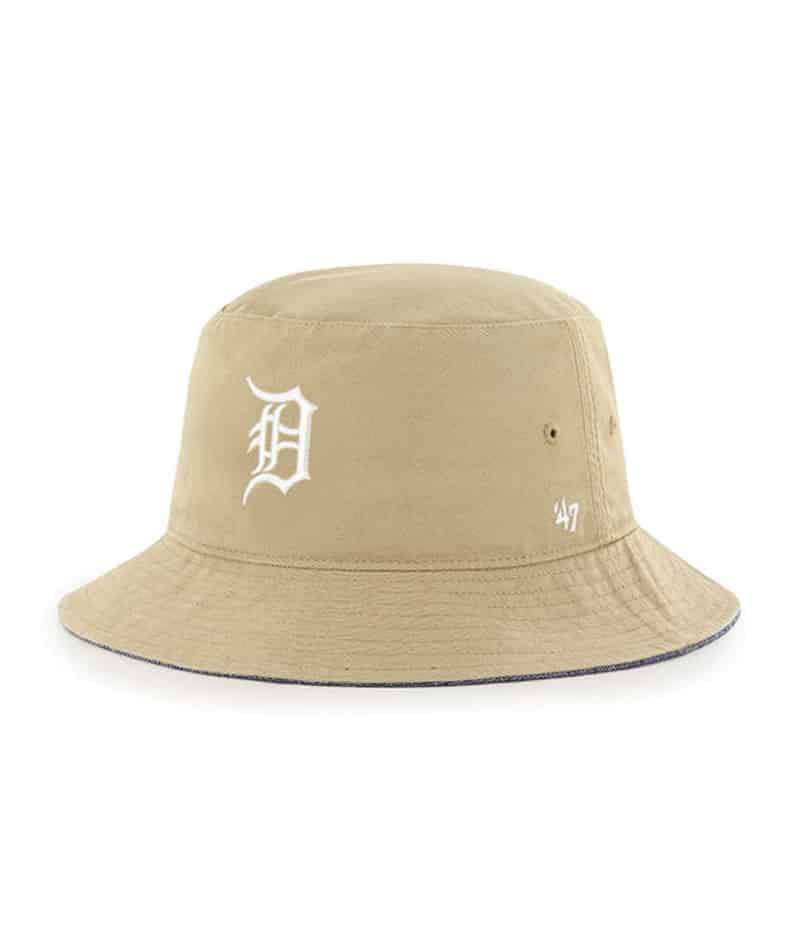 Detroit Tigers 47 Brand Khaki Chambray Ballpark Bucket Hat Detroit Game Gear