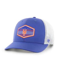 New York Mets 47 Brand Blue Burgess Trucker White Mesh Snapback Hat
