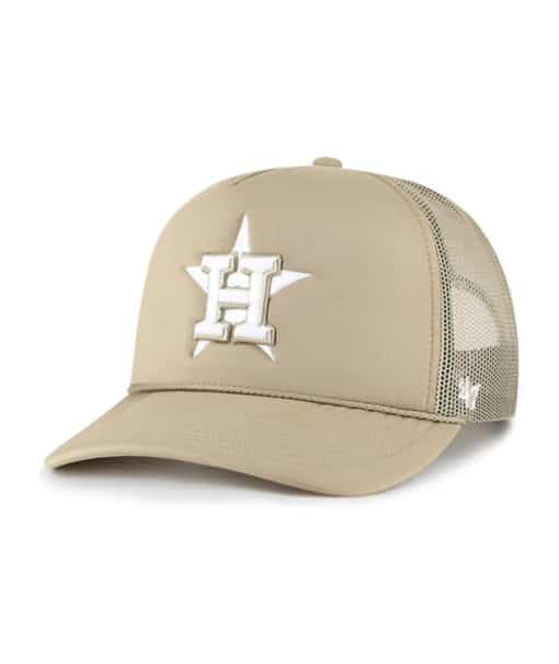 Houston Astros 47 Brand Foam Front Khaki Trucker Mesh Snapback Hat