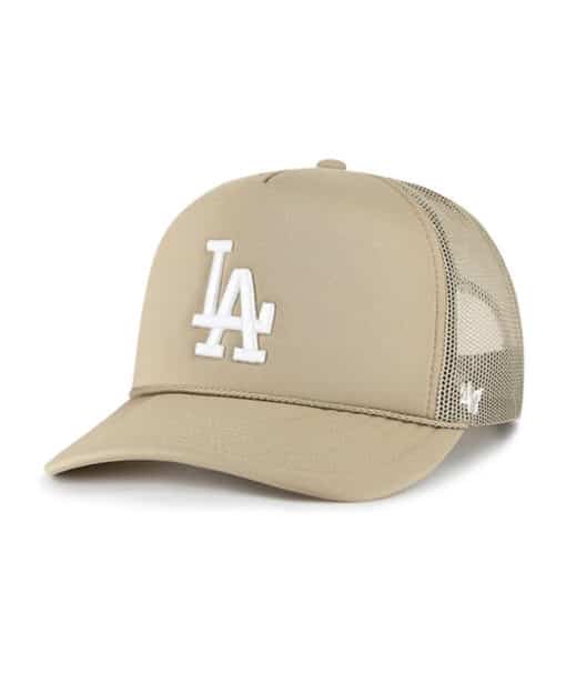 Los Angeles Dodgers 47 Brand Foam Front Khaki Trucker Mesh Snapback Hat