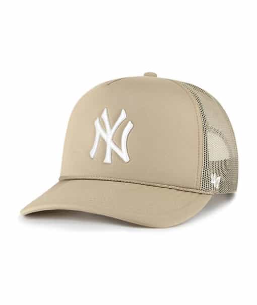 New York Yankees 47 Brand Foam Front Khaki Trucker Mesh Snapback Hat
