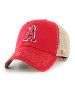 Los Angeles Angels 47 Brand Red Trawler Khaki Mesh Clean Up Snapback Hat