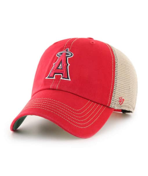 Los Angeles Angels 47 Brand Red Trawler Khaki Mesh Clean Up Snapback Hat