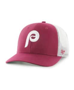 Philadelphia Phillies 47 Brand Cooperstown Cardinal Trucker White Mesh Snapback Hat