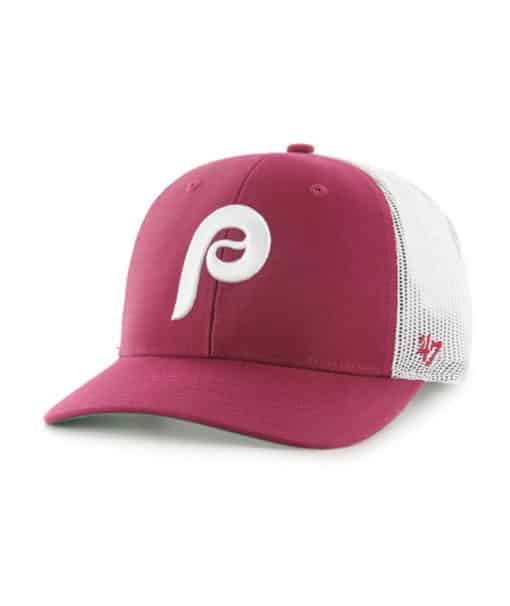 Philadelphia Phillies 47 Brand Cooperstown Cardinal Trucker White Mesh Snapback Hat