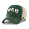 Michigan State Spartans 47 Brand Script Trawler Dark Green Clean Up Khaki Mesh Snapback Hat