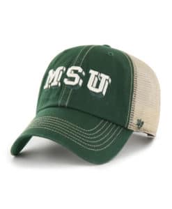 Michigan State Spartans 47 Brand Script Trawler Dark Green Clean Up Khaki Mesh Snapback Hat