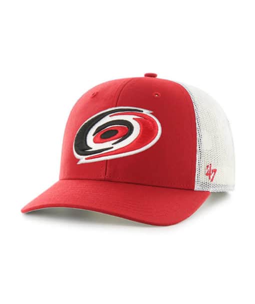 Carolina Hurricanes 47 Brand Red Trucker White Mesh Snapback Hat