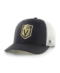 Vegas Golden Knights 47 Brand Black Trucker White Mesh Snapback Hat